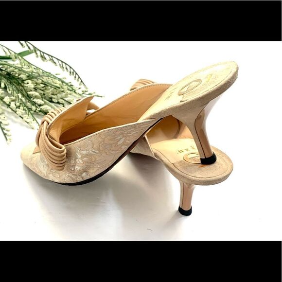 O Jour Old Satin/Leather Mules Wedding/Bridal - Picture 3 of 8